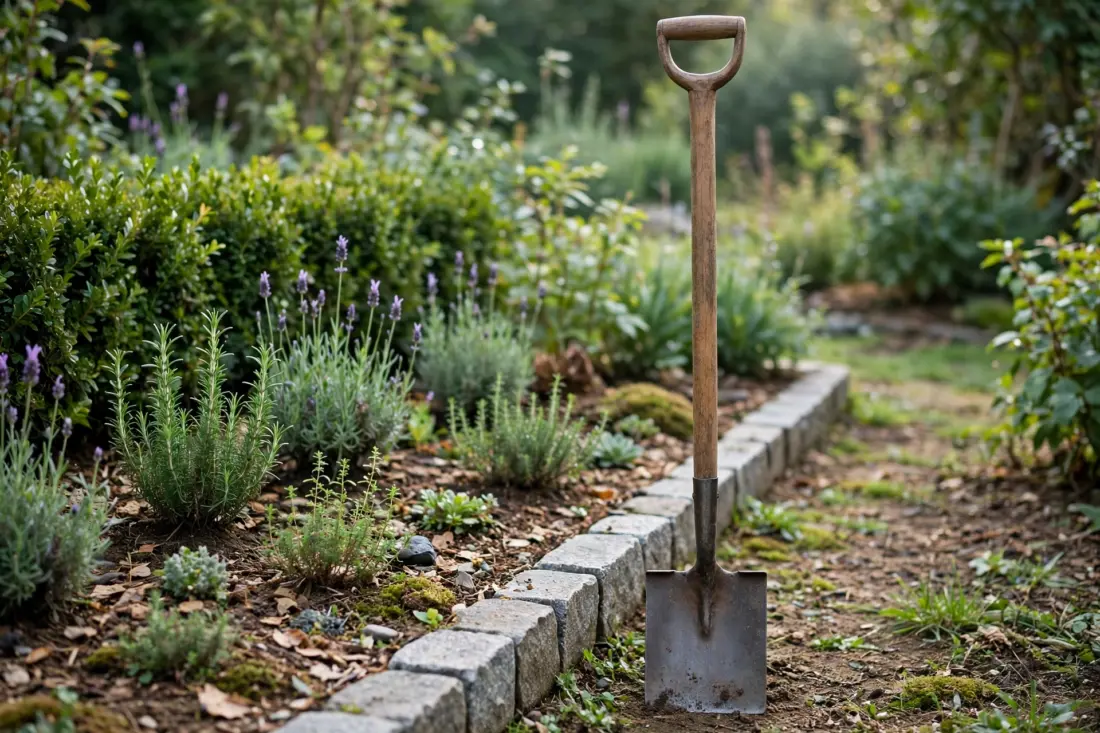 AI-generated illustrative image of a garden spade
