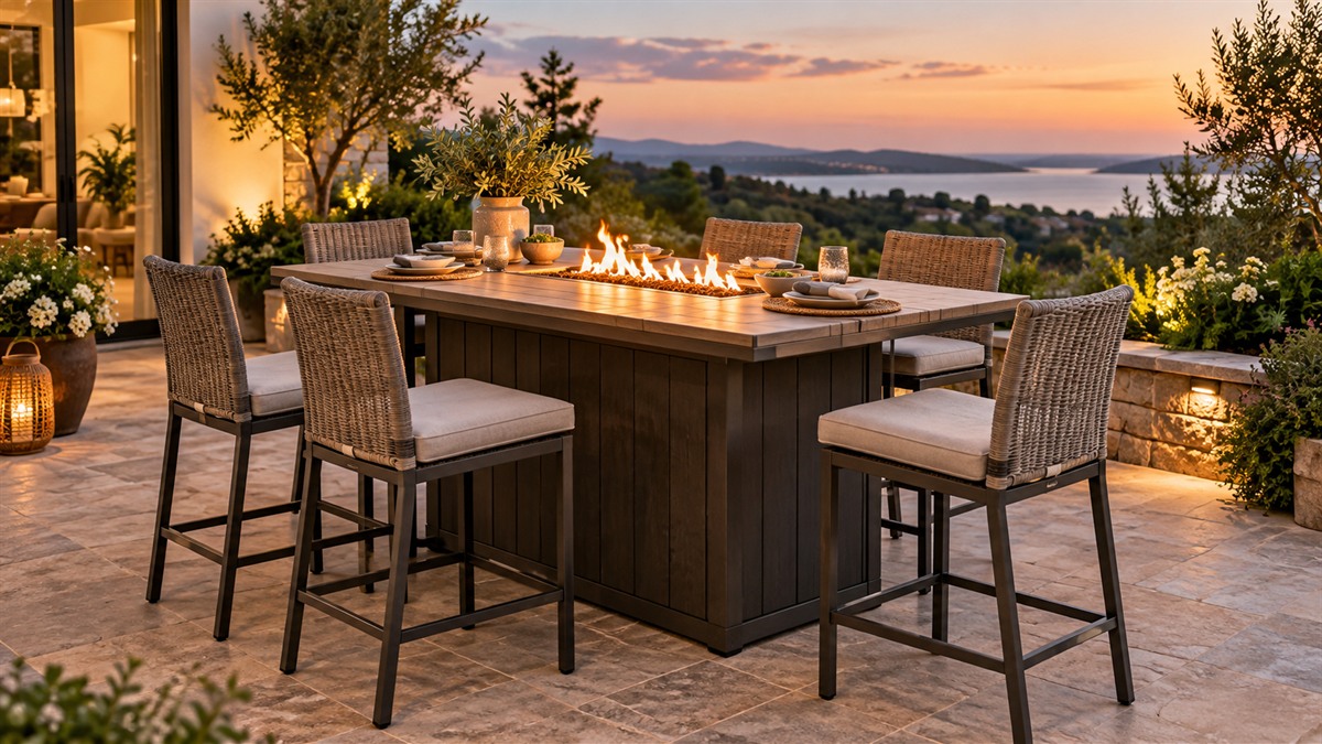 Best outdoor high dining set with fire pit