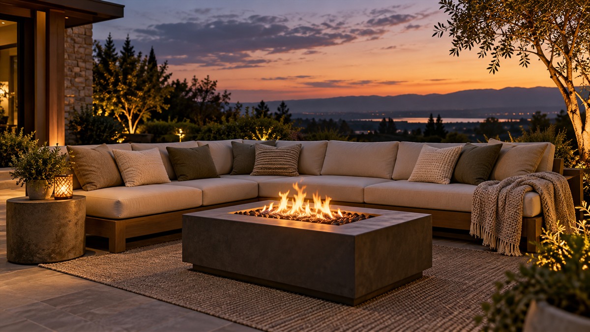 Best outdoor sofa with fire pit table