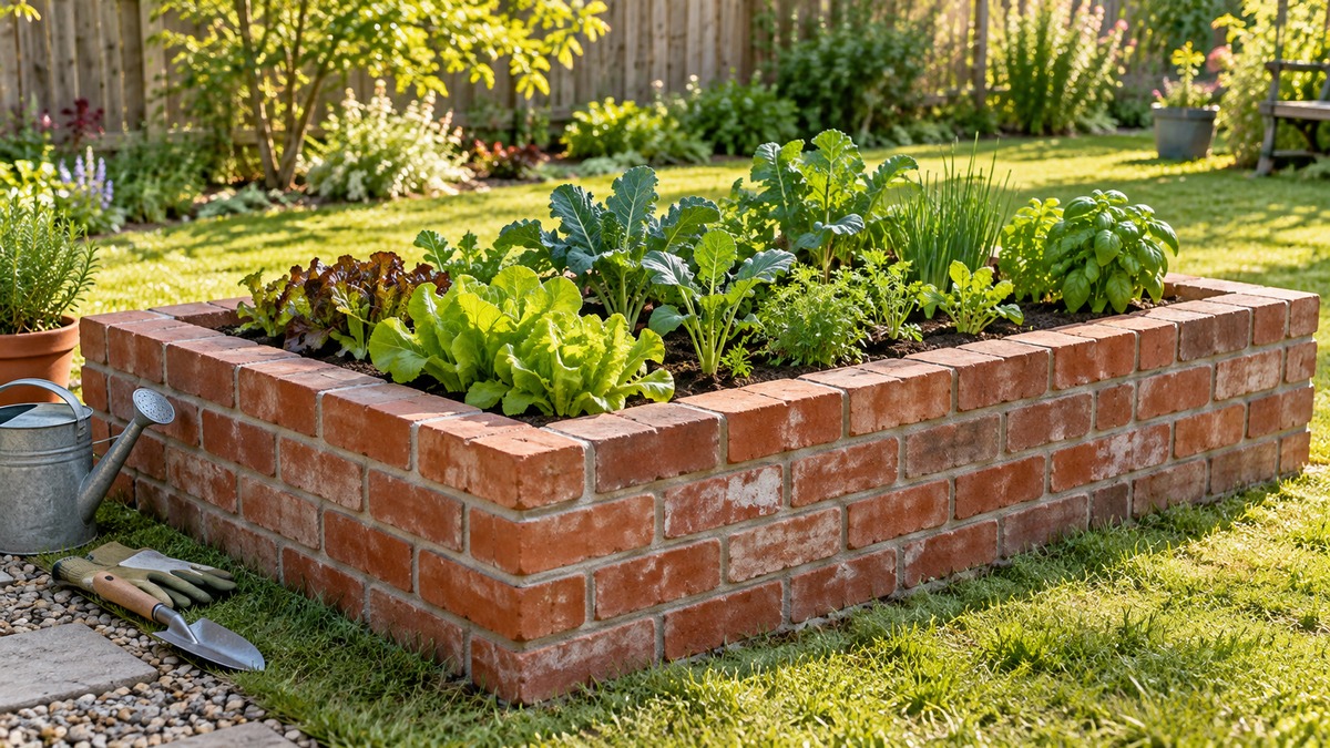 Build raised garden bed with bricks