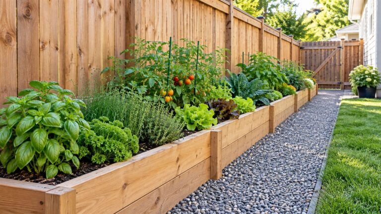Diy raised garden bed along fence