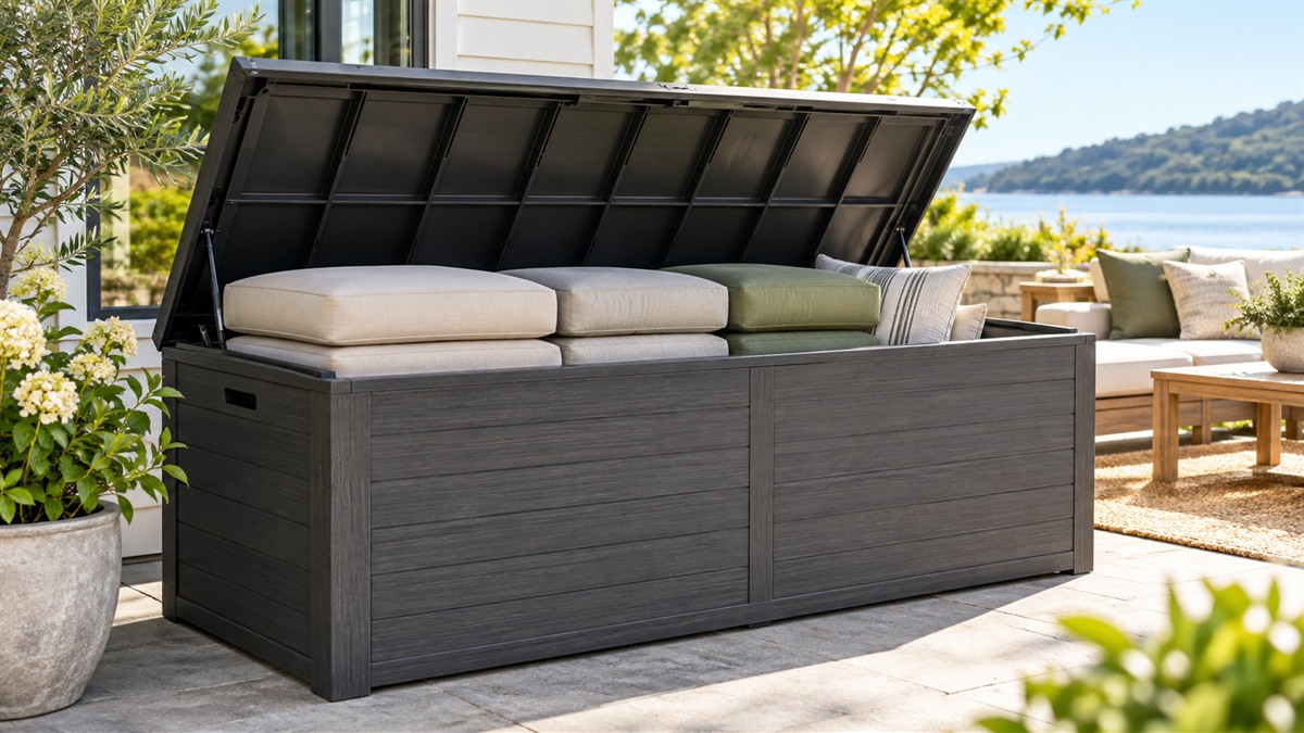 Extra large deck box for cushions