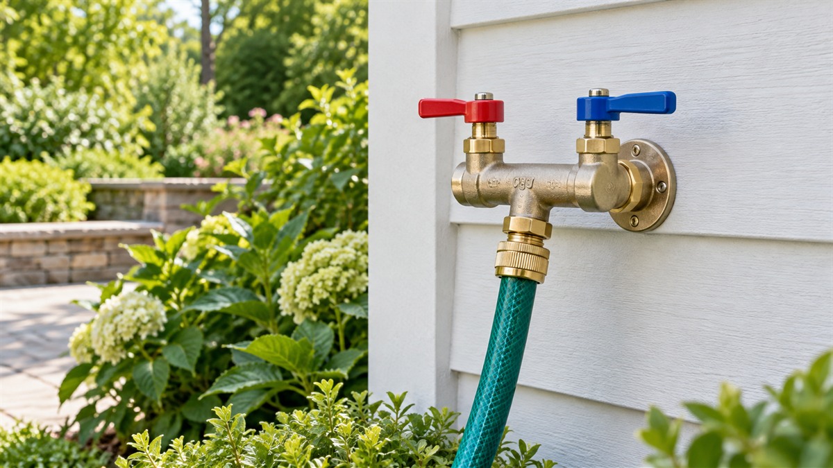 Hot and cold garden hose faucet