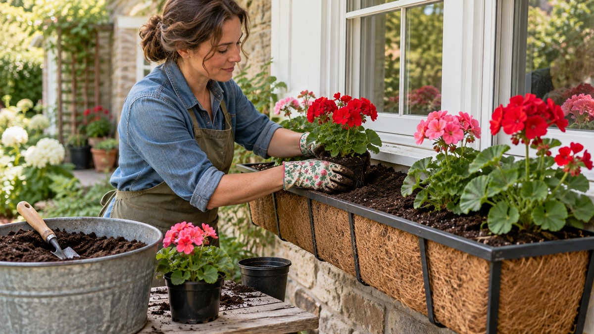 How to Plant Geraniums in a Window Box