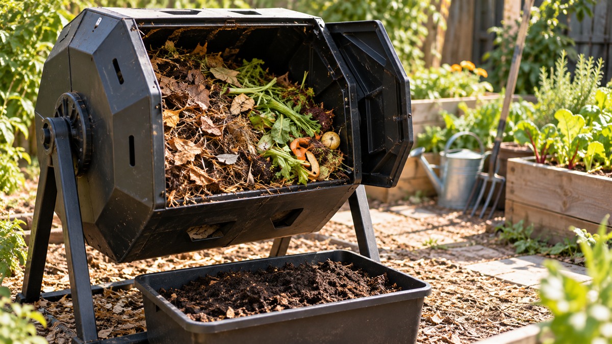 Making compost in a tumbler