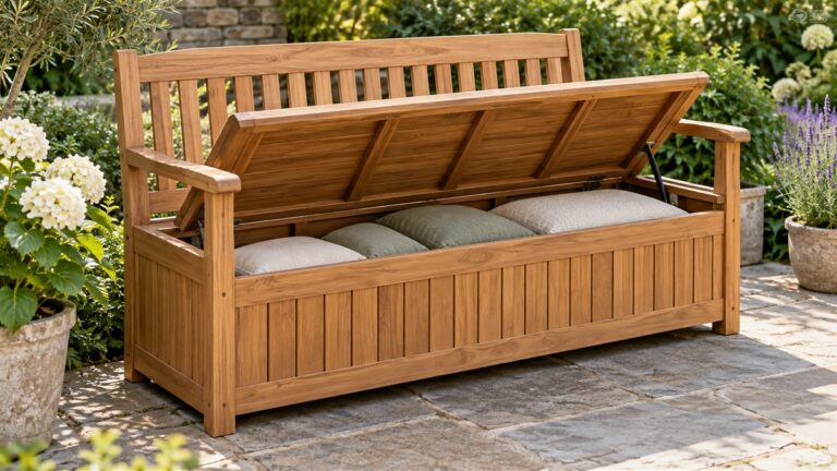 Outdoor garden bench with storage