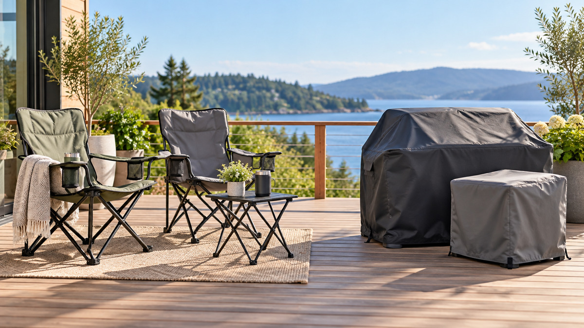 Editorial comparison scene featuring generic patio furniture accessories gci outdoor options in natural light.