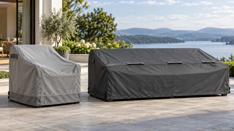 Editorial comparison scene for patio furniture accessories ultcover versus vailge.