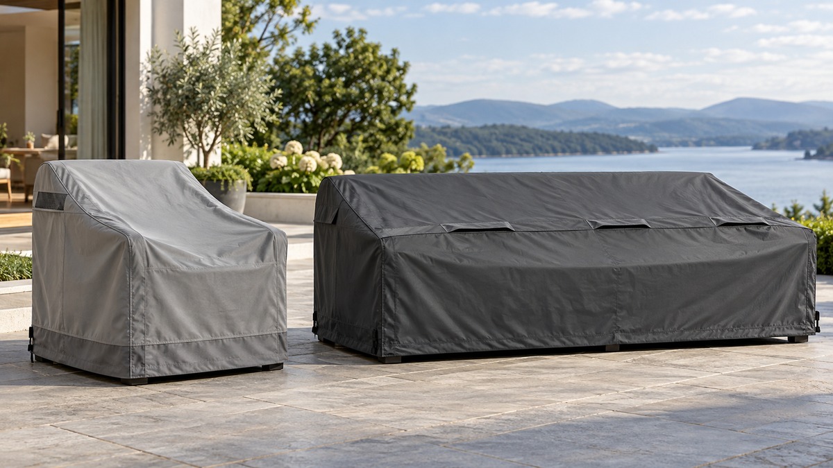 Editorial comparison scene for patio furniture accessories ultcover versus vailge.