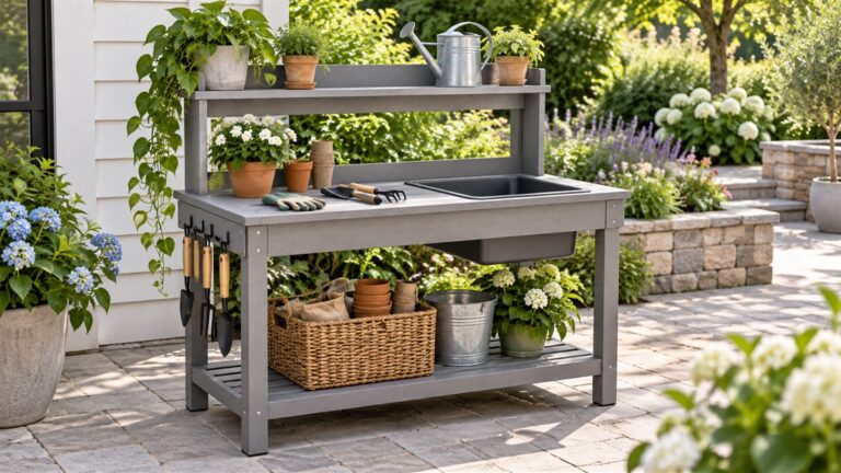 Product-focused comparison scene for serwall potting benches & tables with the listed options arranged clearly.