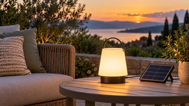 Solar powered outdoor table lamp