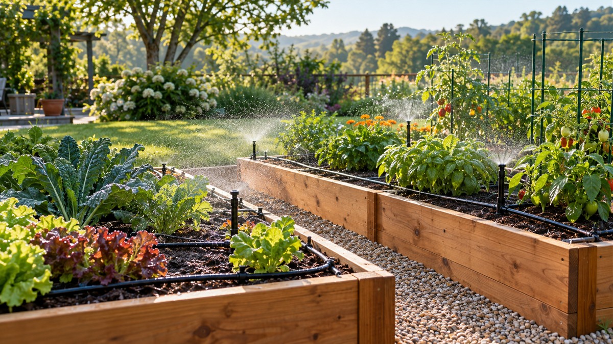 Best sprinkler setup for raised planter beds