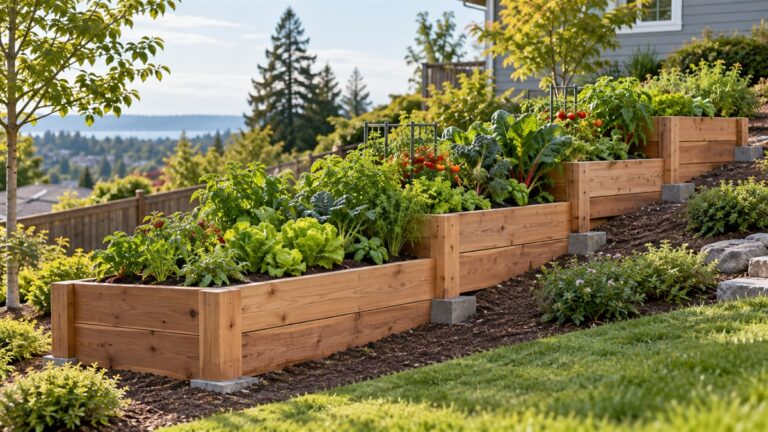 Raised garden bed on uneven ground