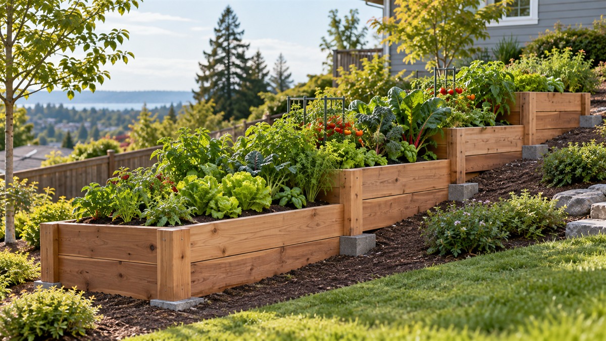 Raised garden bed on uneven ground