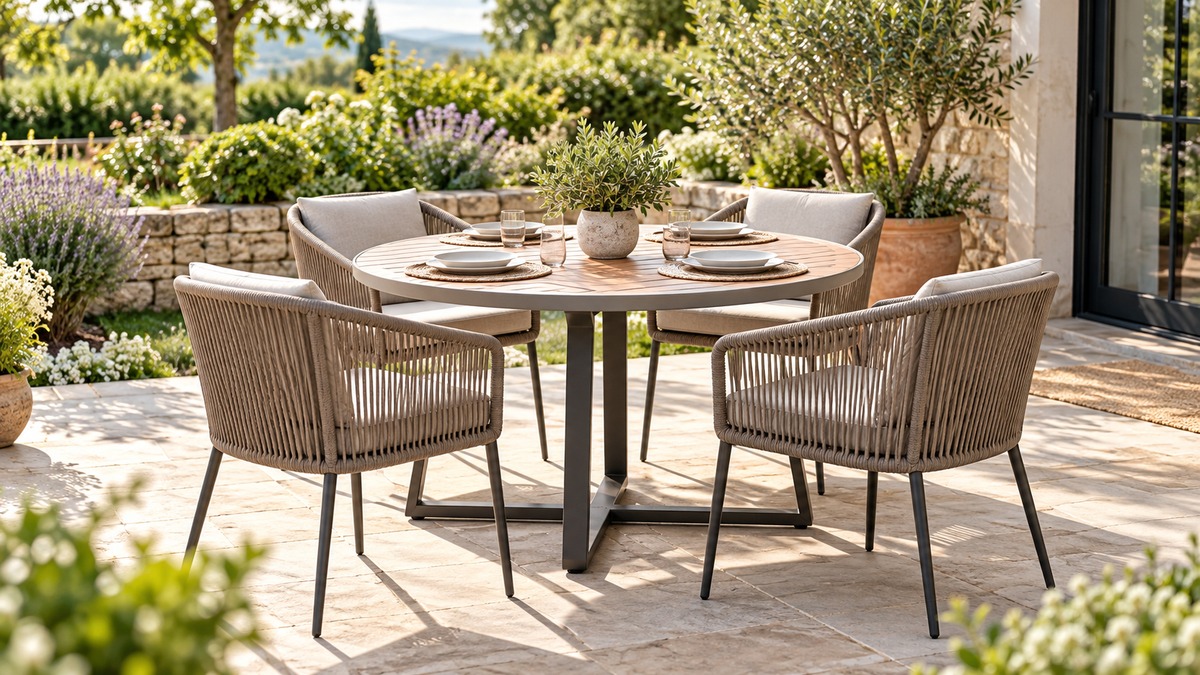 Round outdoor dining table